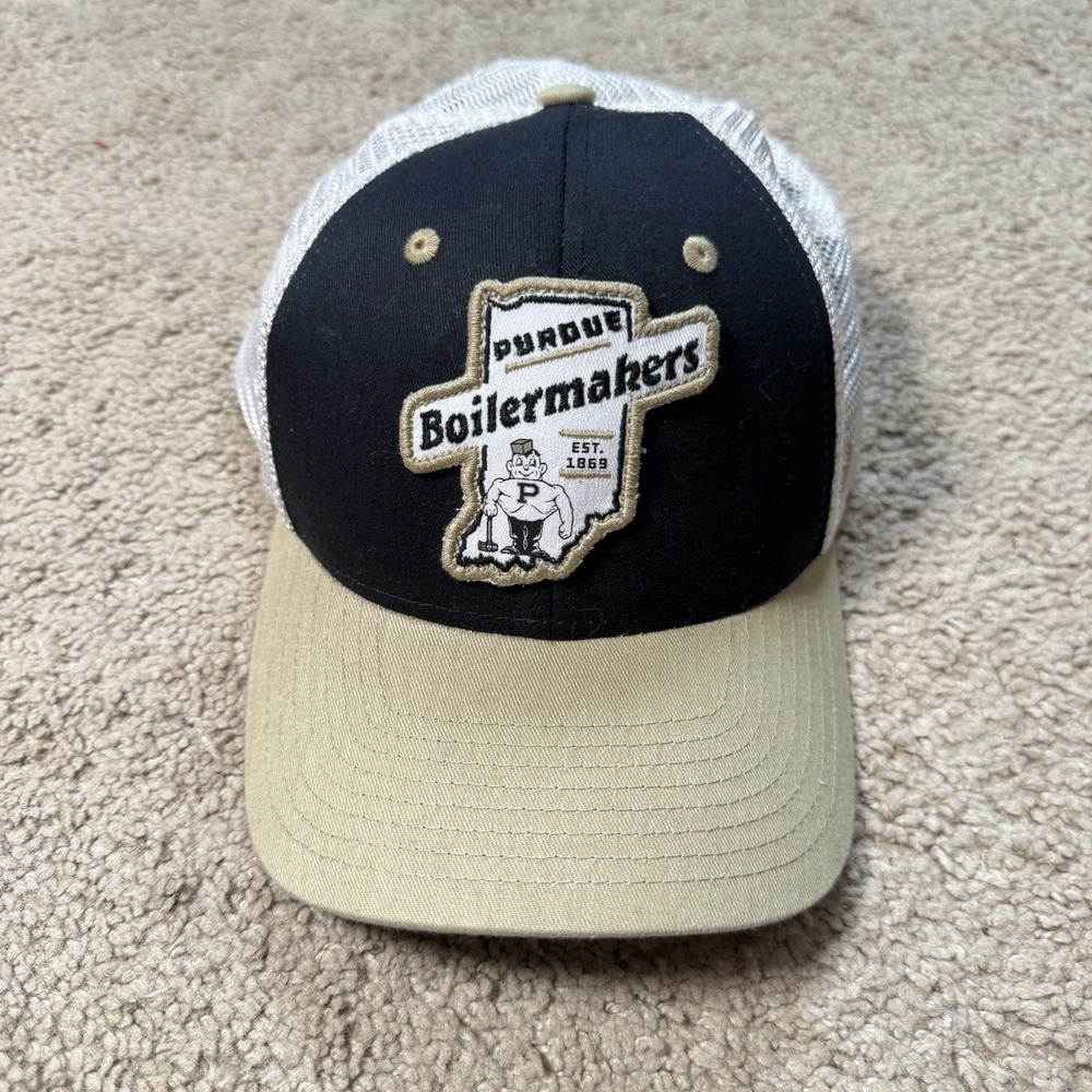 Zephyr Purdue Boilermakers Hat Purdue Pete Trucker Snapback Tan Black Mesh